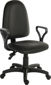 Ergo Twin High Back PU Operator Office Chair with Fixed Arms Black - 2900PU-BLK/0288 DD
